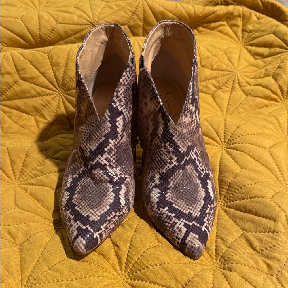 Jessica Simpson Snakeskin Pattern Ankle Booties